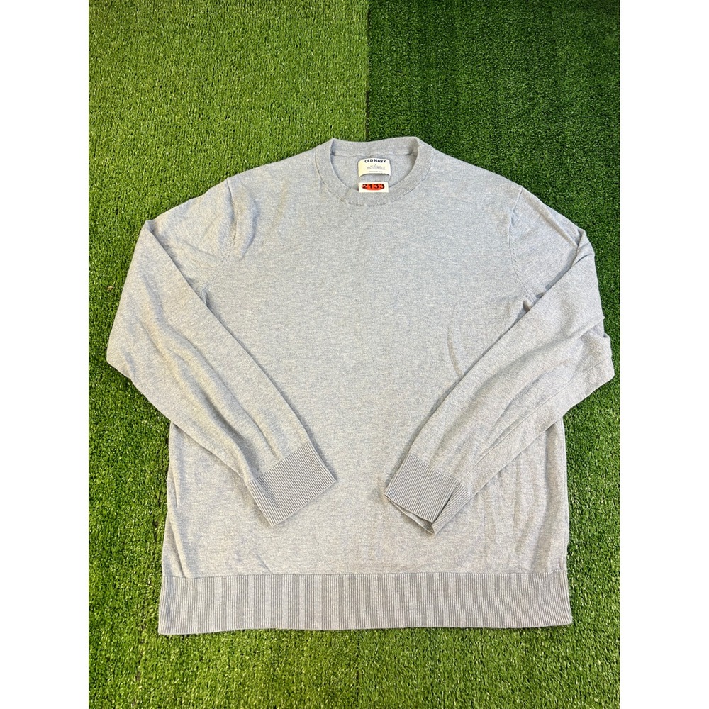 Old Navy Mens Go-Recycled Crewneck Sweater Light Gray Heather Large Long Sleeve